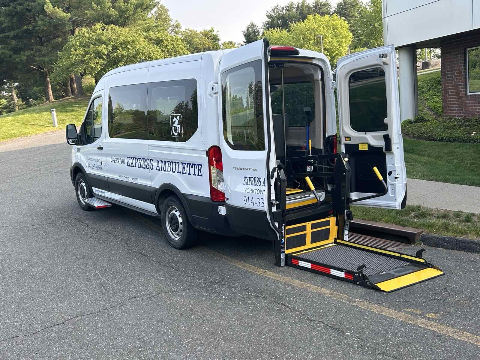 Express Ambulette van parked outside